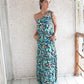 Zana Toga Maxi Dress - Blue Leopard
