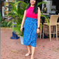 {PRE-ORDER} Jainee Plus Size Wrap Skirt - Batik Orange Blue
