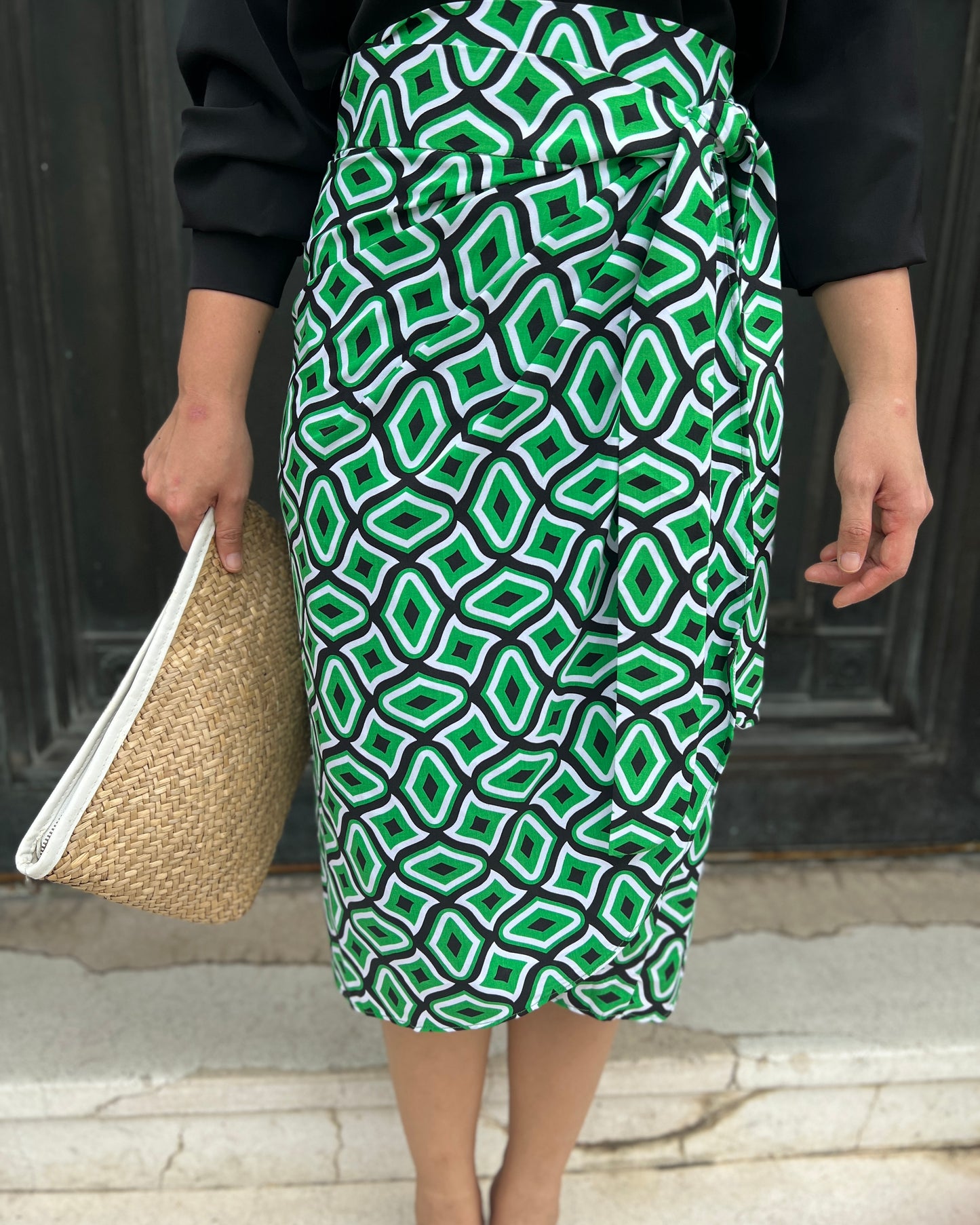 Naomi Wrap Skirt - Emerald Matrix
