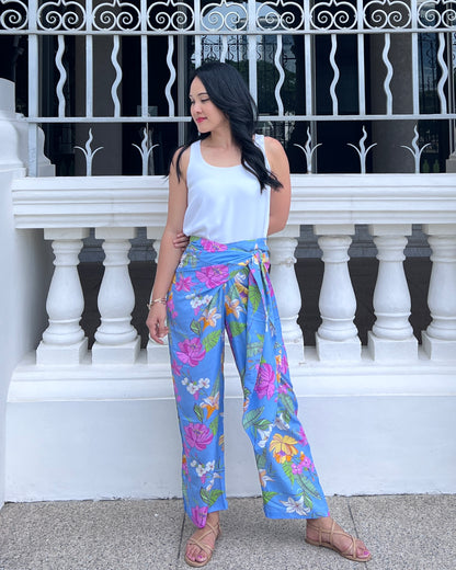 Tania Wrap Pants - Sky Garden