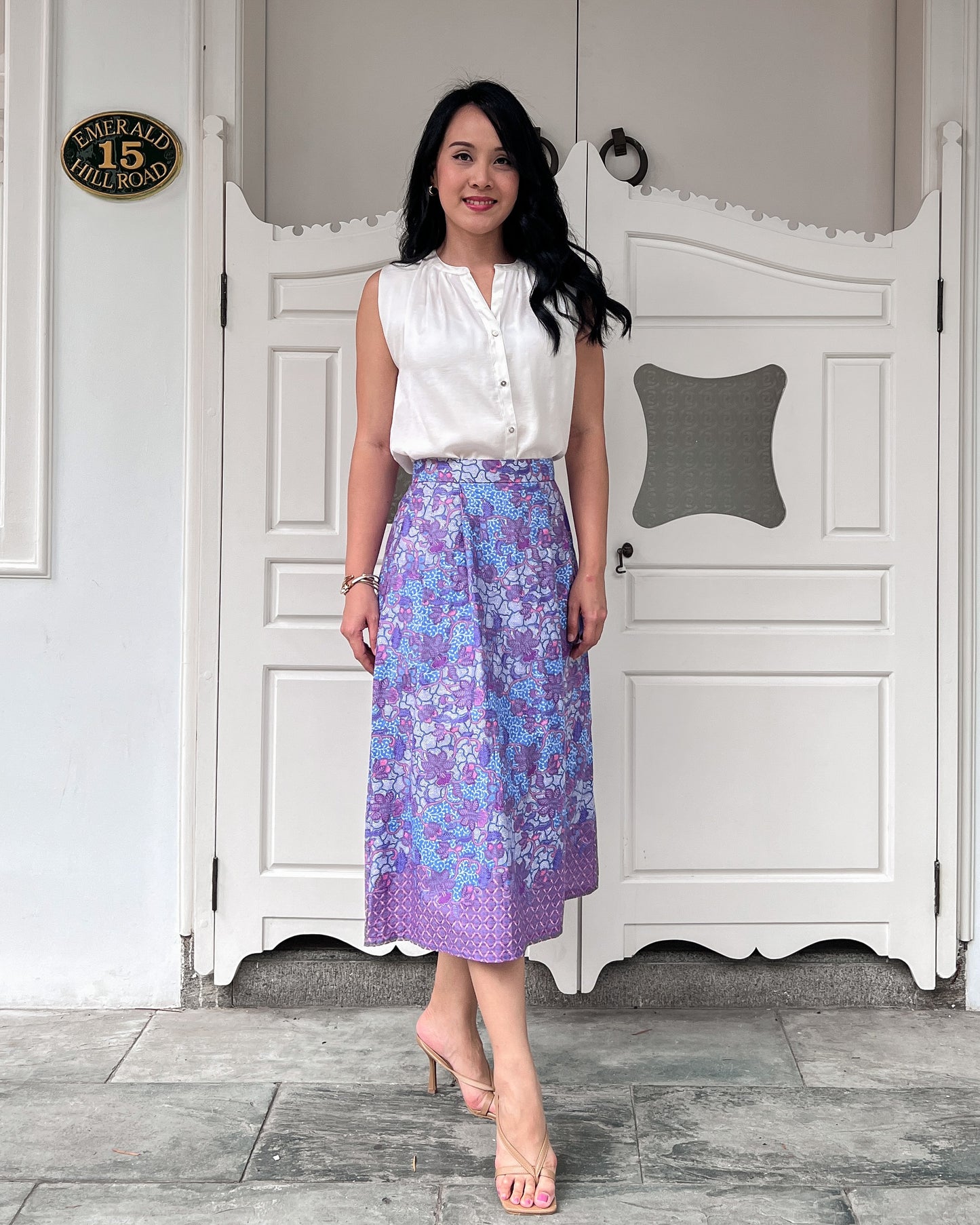 Suzie Batik A-line Skirt - Dreamy Lilac Blue