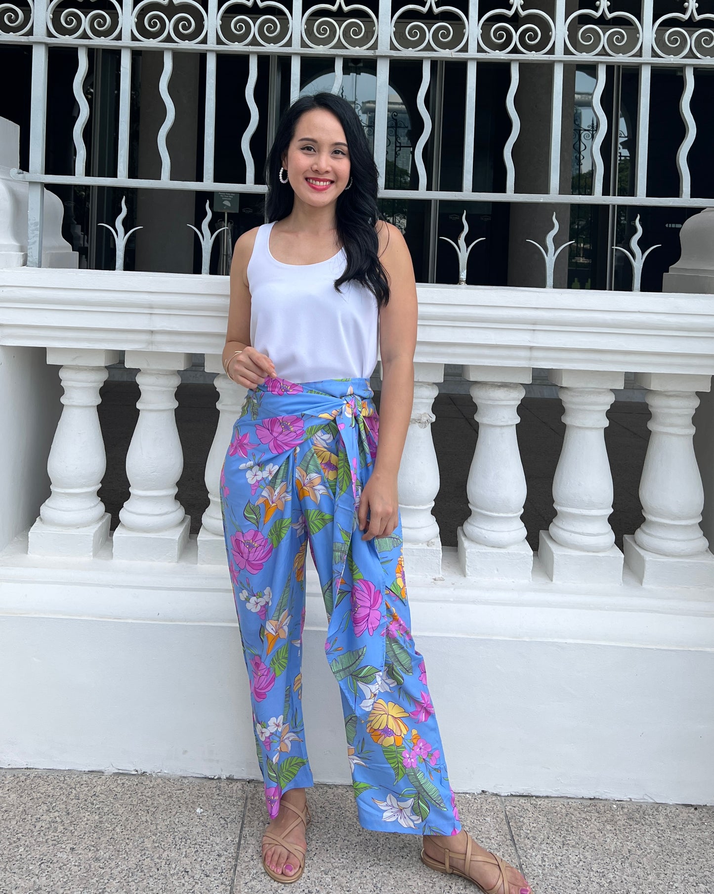 Tania Wrap Pants - Sky Garden