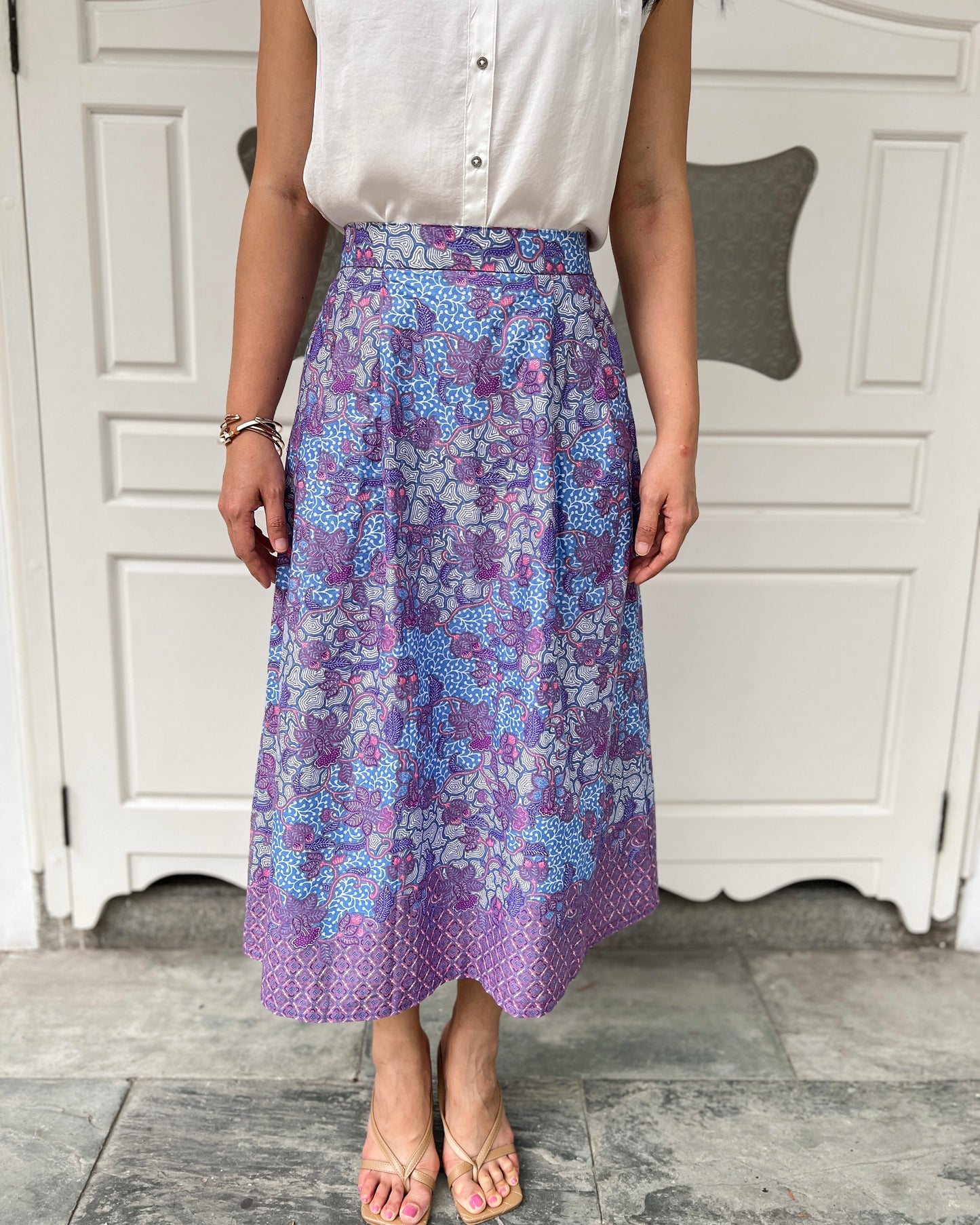Suzie Batik A-line Skirt - Dreamy Lilac Blue