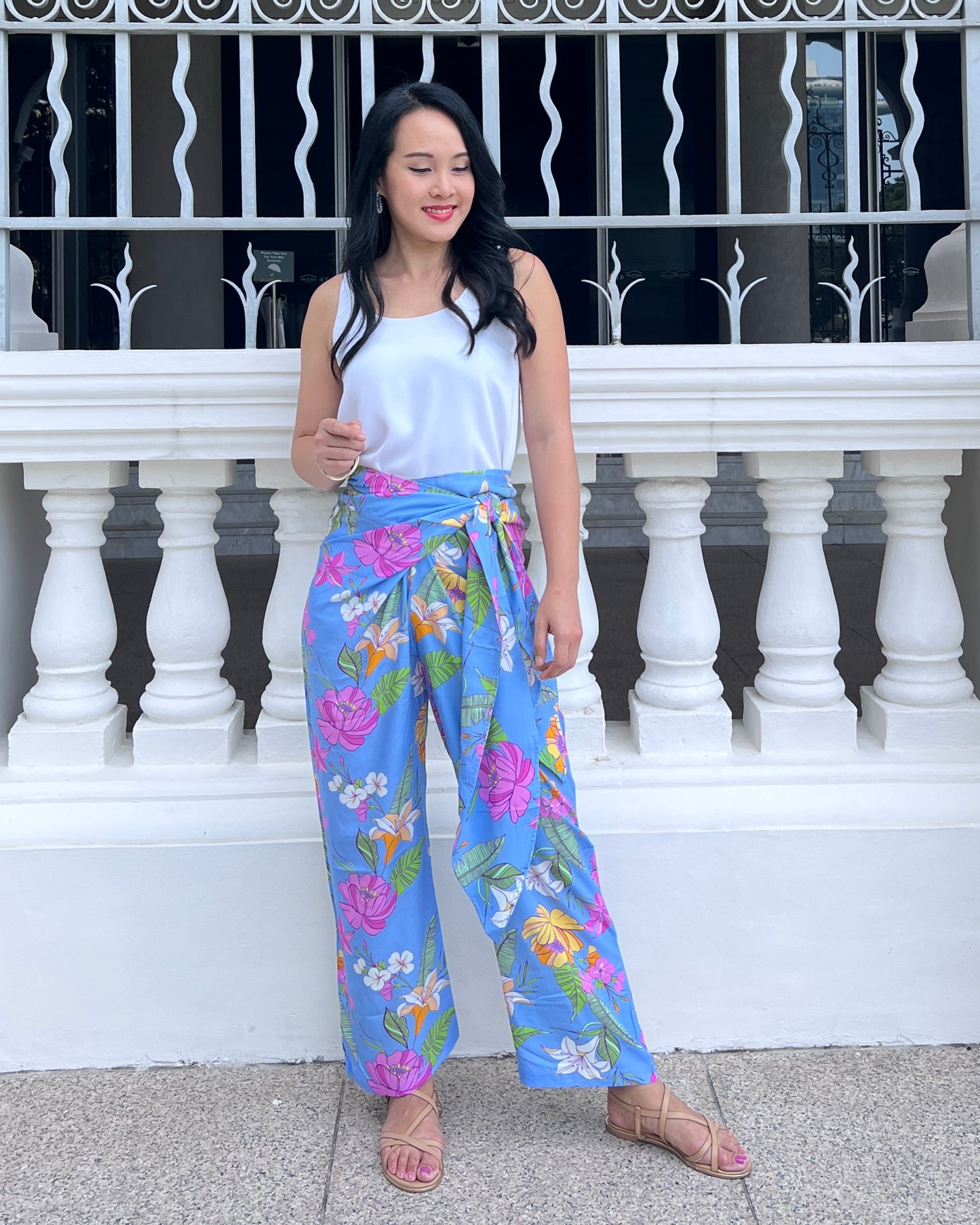 Tania Wrap Pants - Sky Garden