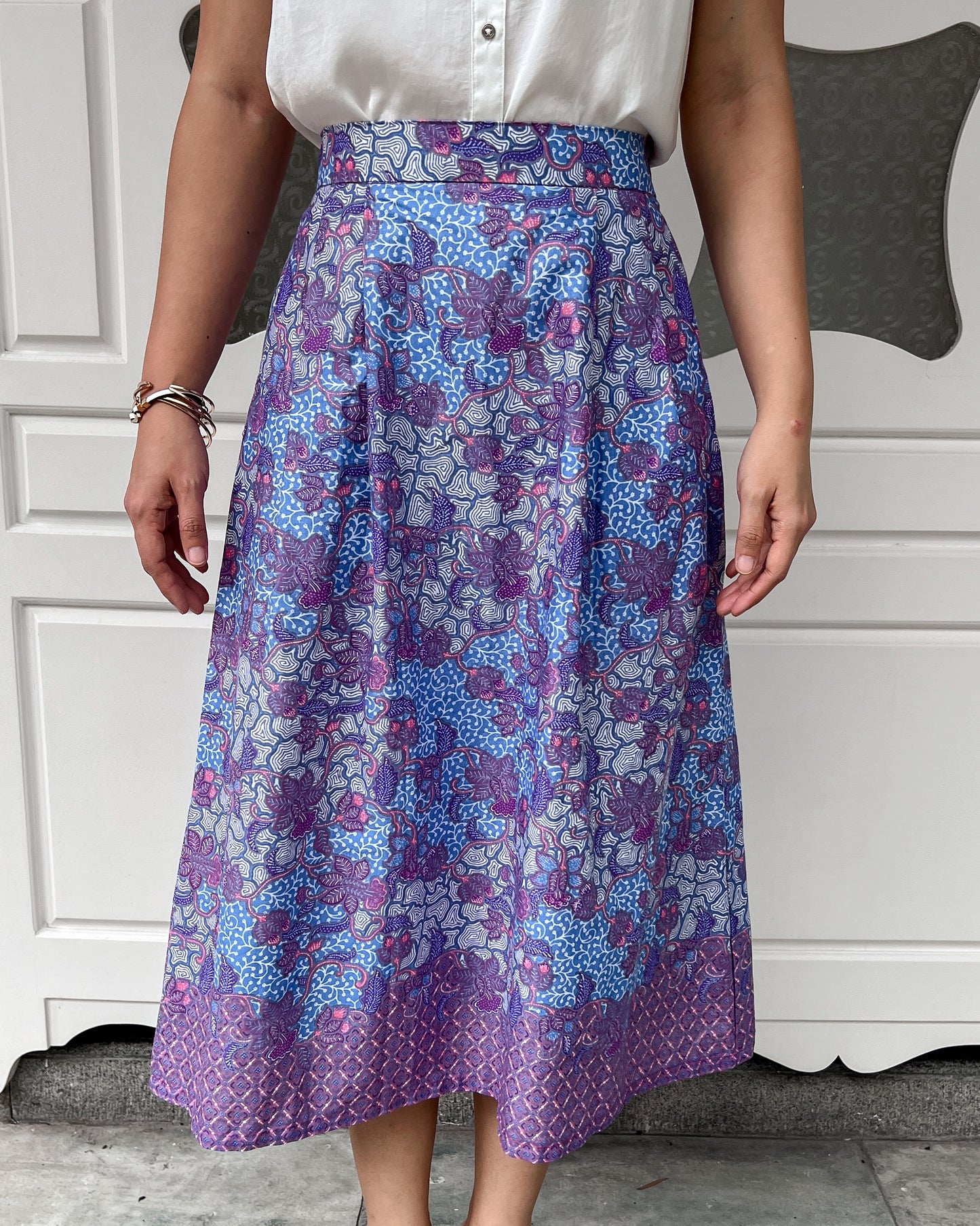 Suzie Batik A-line Skirt - Dreamy Lilac Blue
