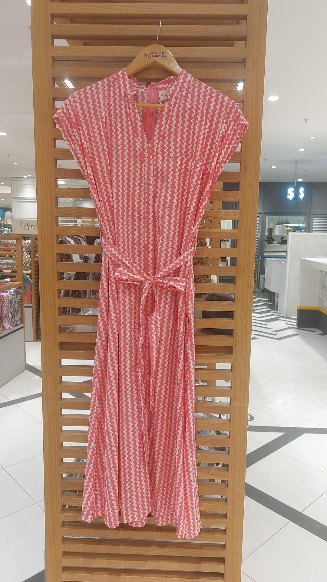 Kiara Cotton Dress | Pink Chevron