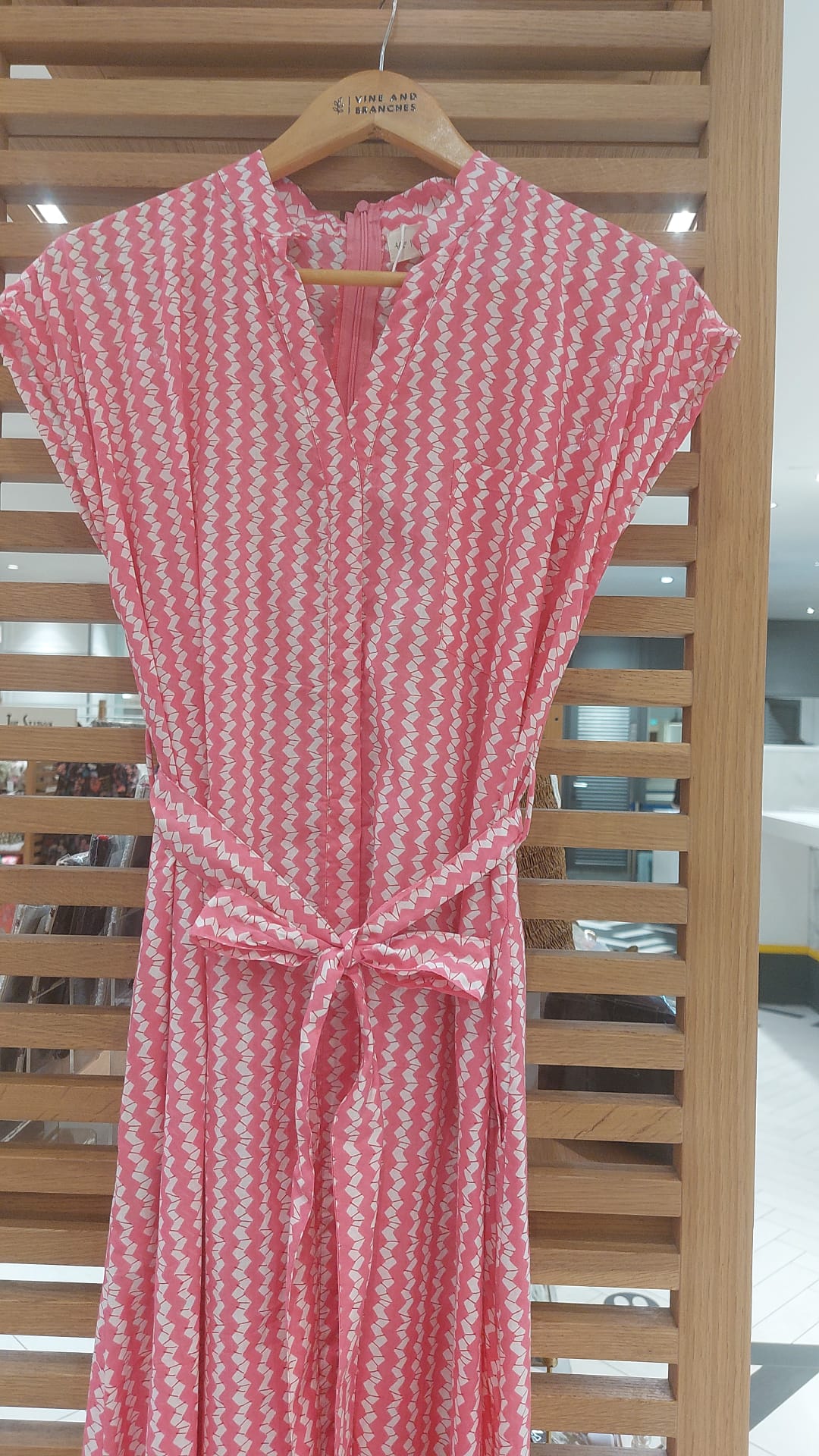 Kiara Cotton Dress | Pink Chevron