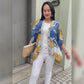 Cotton Batik Kimono- Cobalt Yellow Batik