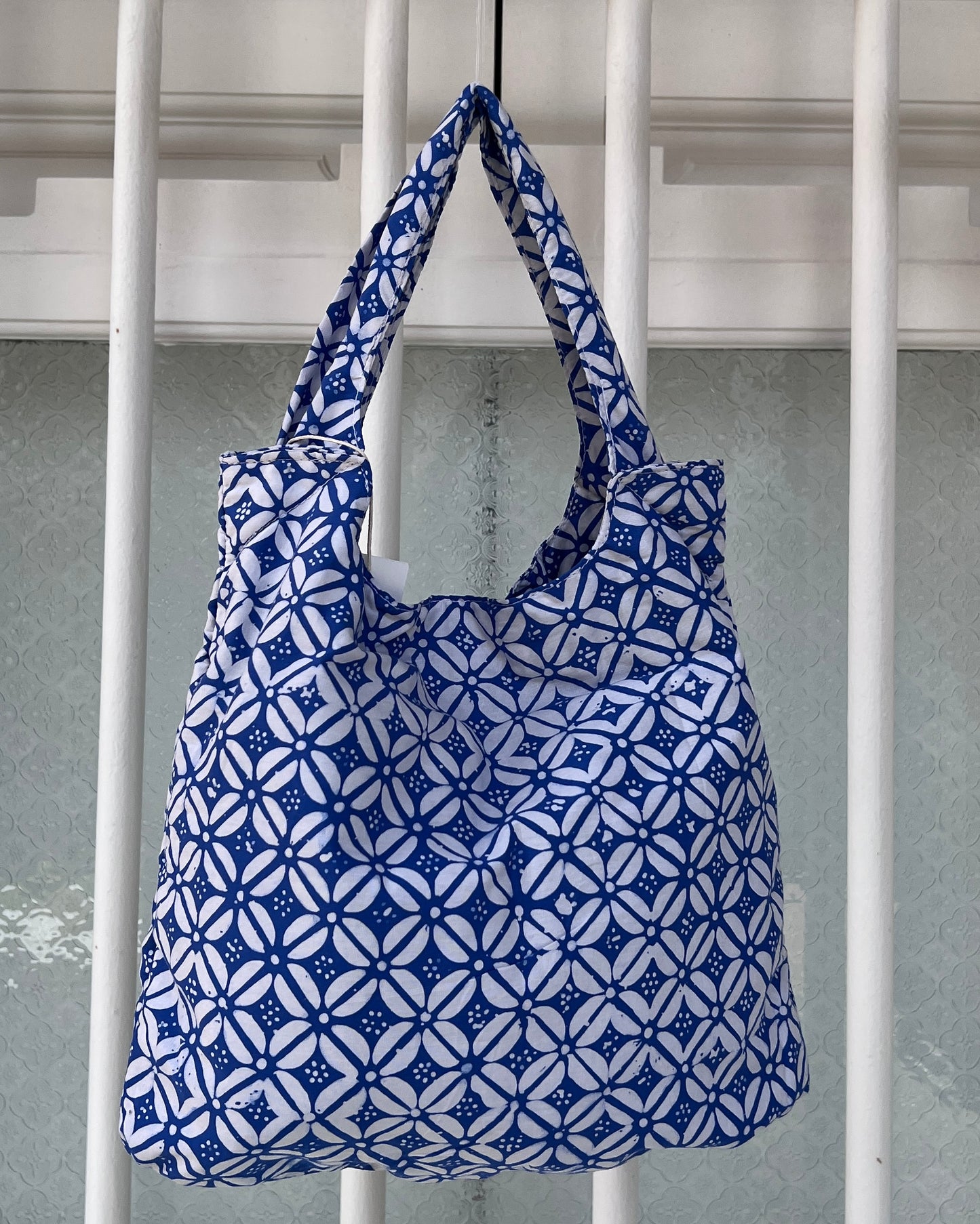 Peace Cotton Batik Bag - Sky Blue Floral