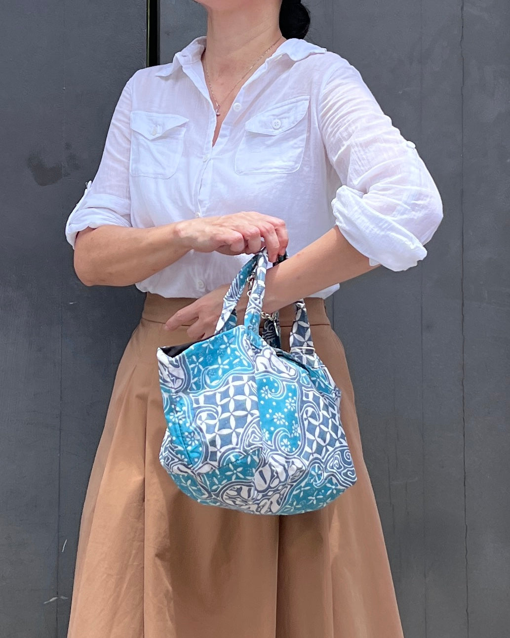 Joy Cotton Batik Bag - Turquoise Floral