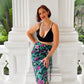 Jainee Plus Size Wrap Skirt In Floral Black