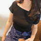 Bel Boat-Neck Top - Black