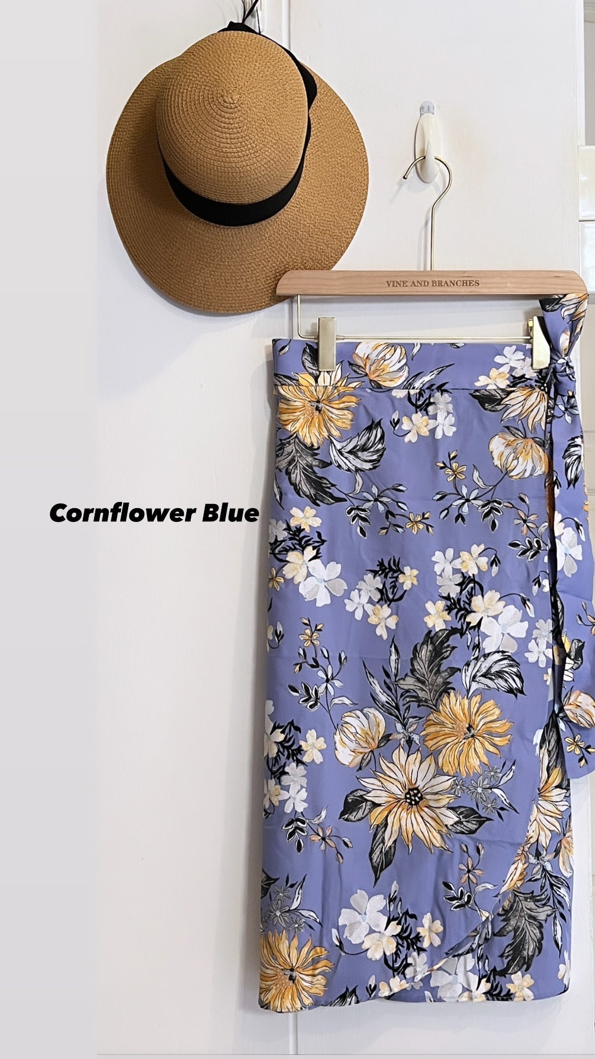 Naomi Wrap Skirt - Corn Flower Blue
