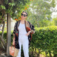 Cotton Batik Kimono- Black Orange