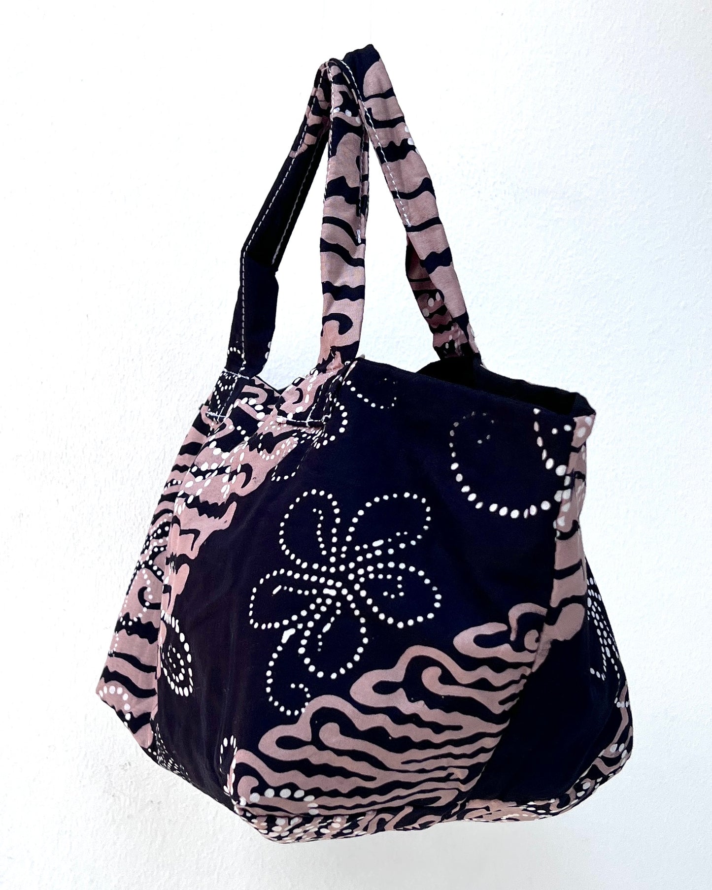Joy Cotton Batik Bag - Black Brown Floral