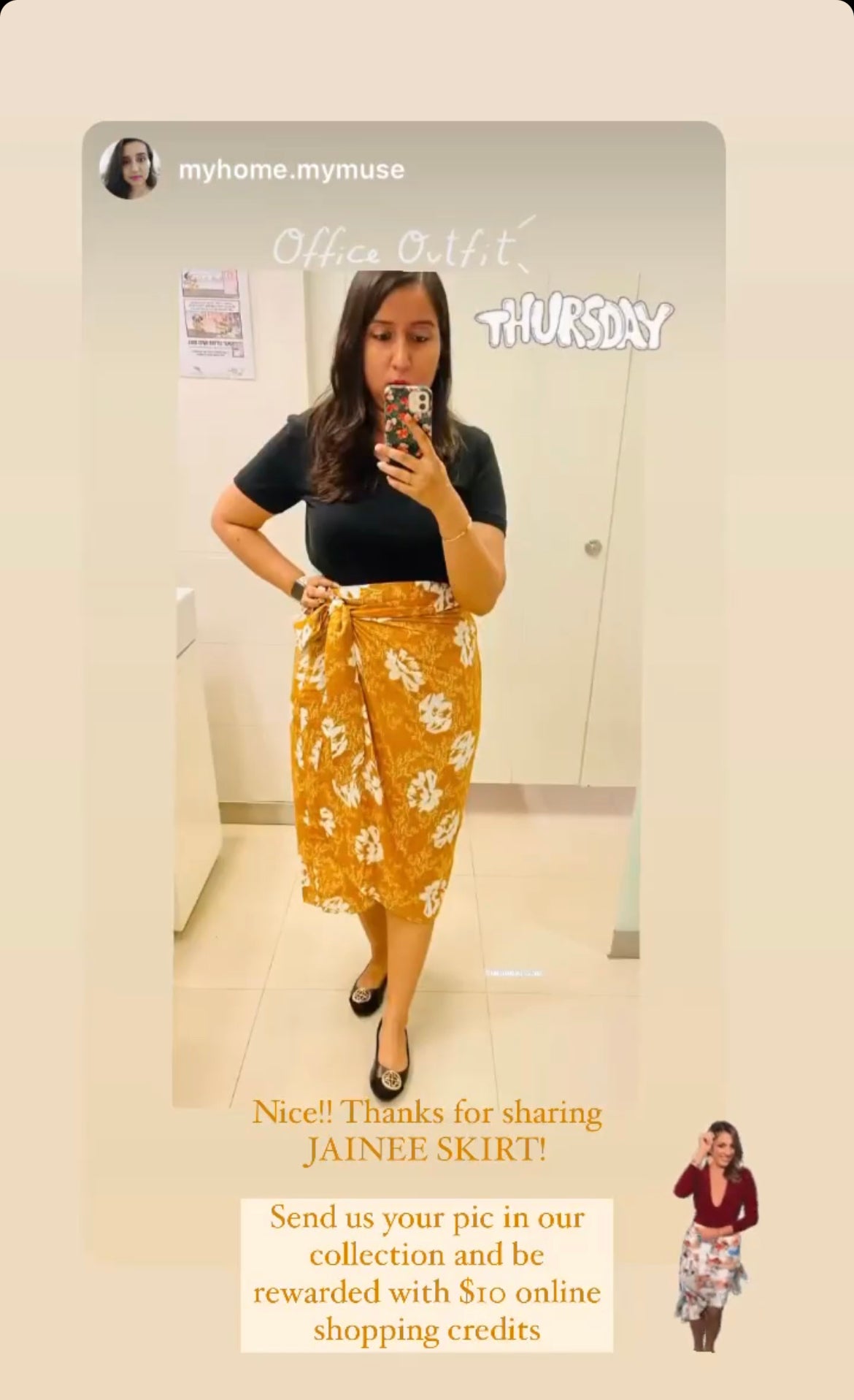 Jainee Plus Size Wrap Skirt In Floral Brown [LAST PIECE]