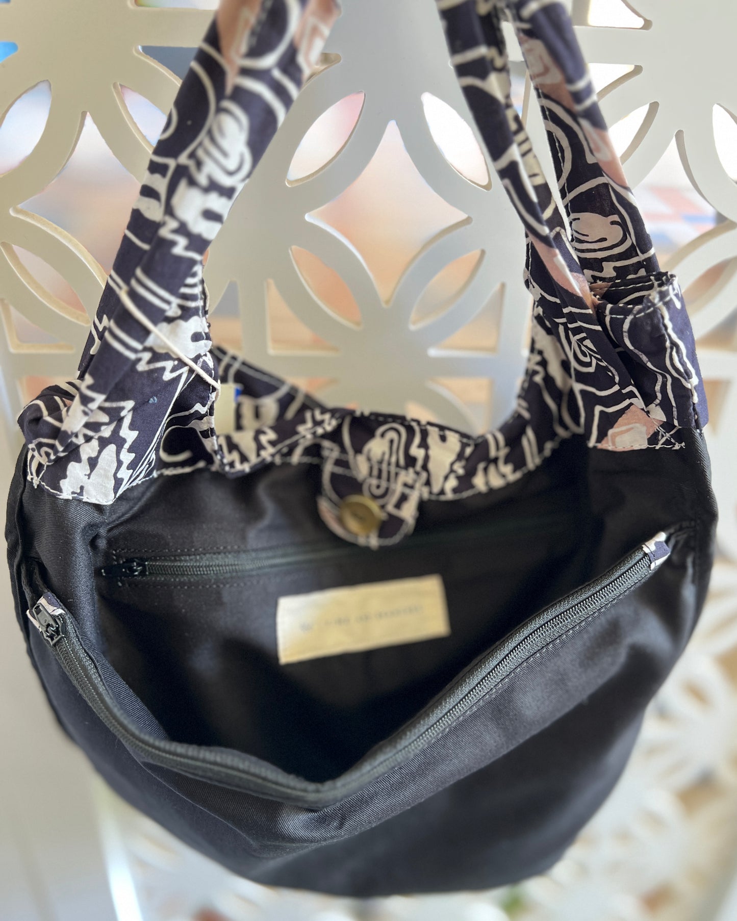 Peace Cotton Batik Bag - Sky Blue Floral