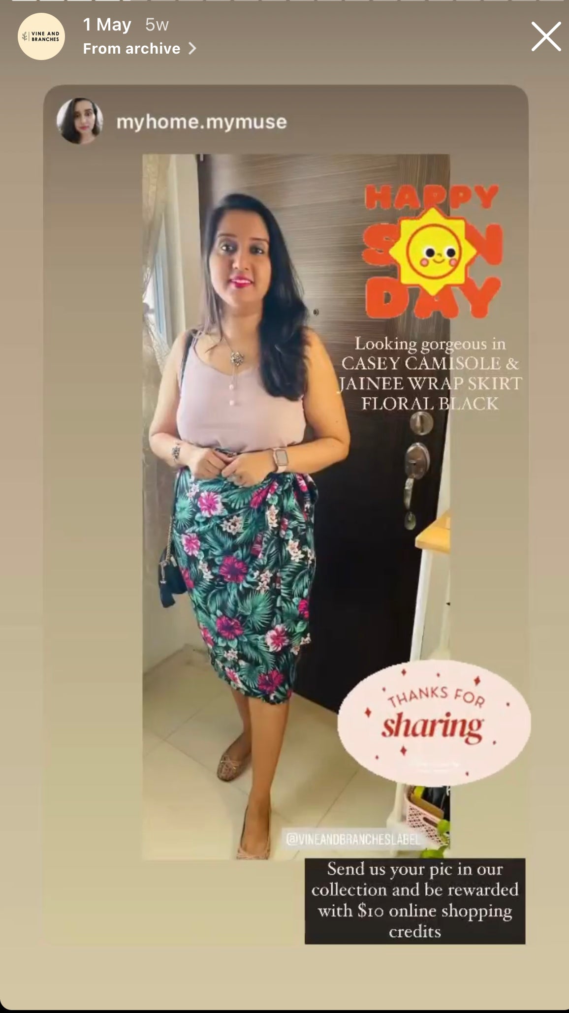 Jainee Plus Size Wrap Skirt In Floral Brown [LAST PIECE]