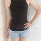 Luna Ribbed Tank Top  - Black