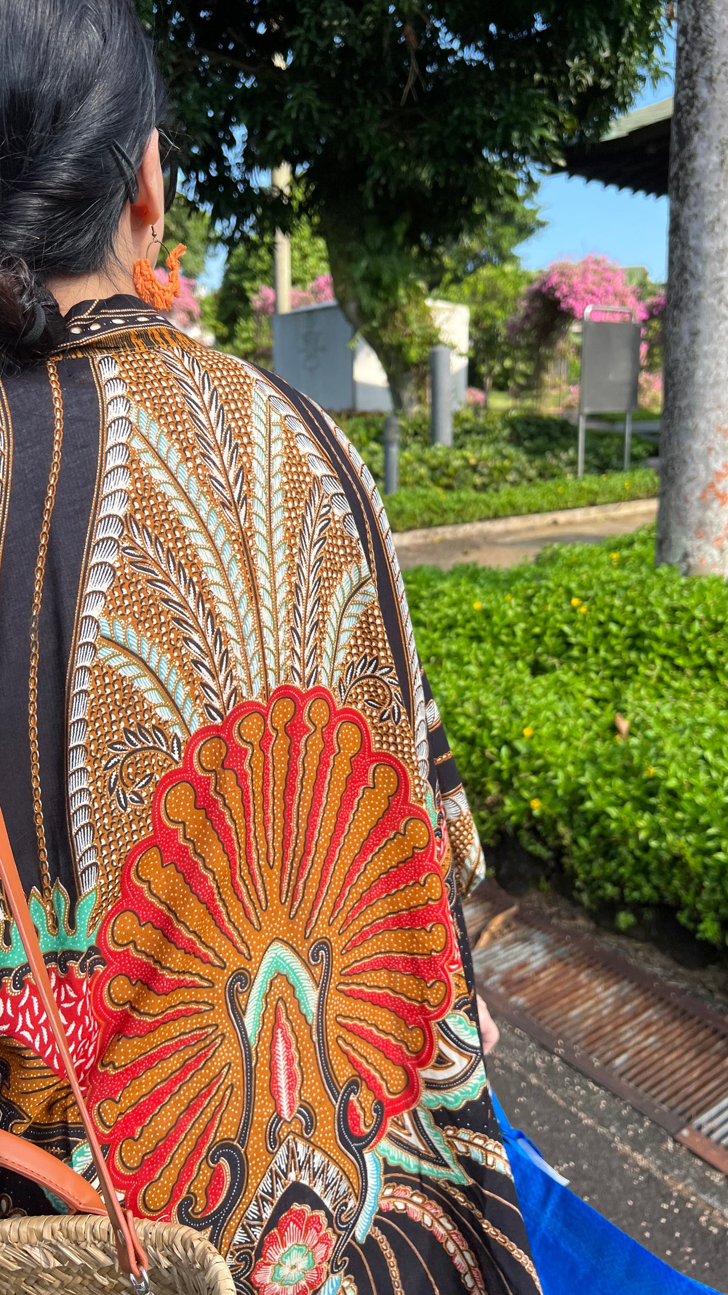 Cotton Batik Kimono- Black Orange