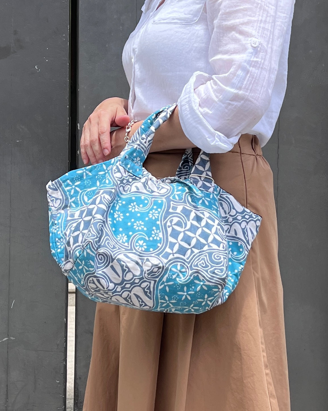 Joy Cotton Batik Bag - Turquoise Floral