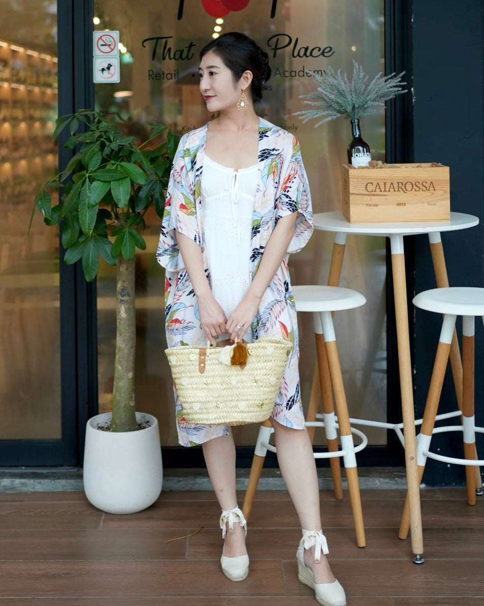 Blake Long Kimono - Beige Bloom