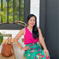 Anita V-Neck Flare Top - Fuchsia