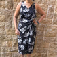 Jainee Plus Size Wrap Skirt In Hibiscus Black