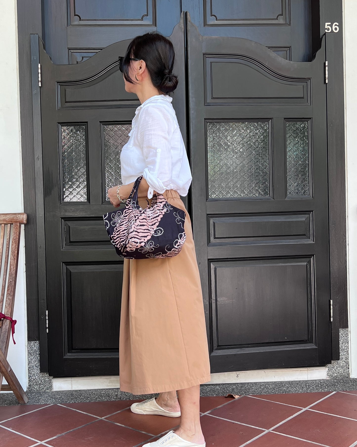 Joy Cotton Batik Bag - Black Brown Floral