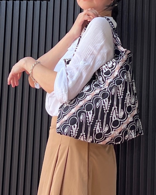 Peace Cotton Batik Bag - Black Brown Floral