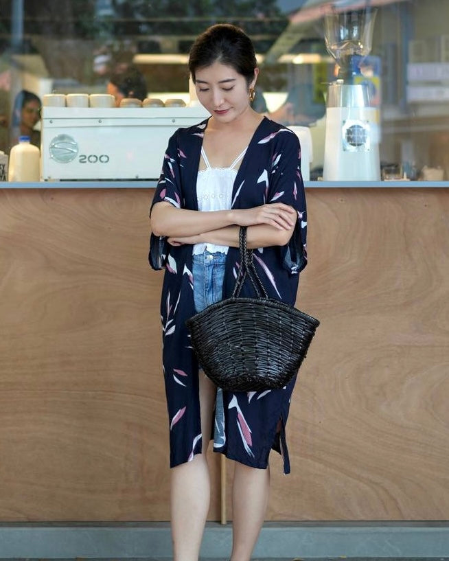 Blake Long Kimono - Navy Pink