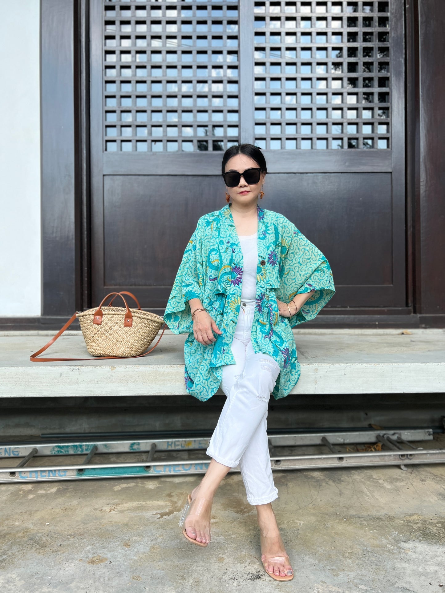 Cotton Batik Kimono- Tiffany Blue