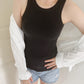 Luna Ribbed Tank Top  - Black