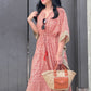 Kaftan in Cotton Block Print - Rustic Red [LAST PIECE]
