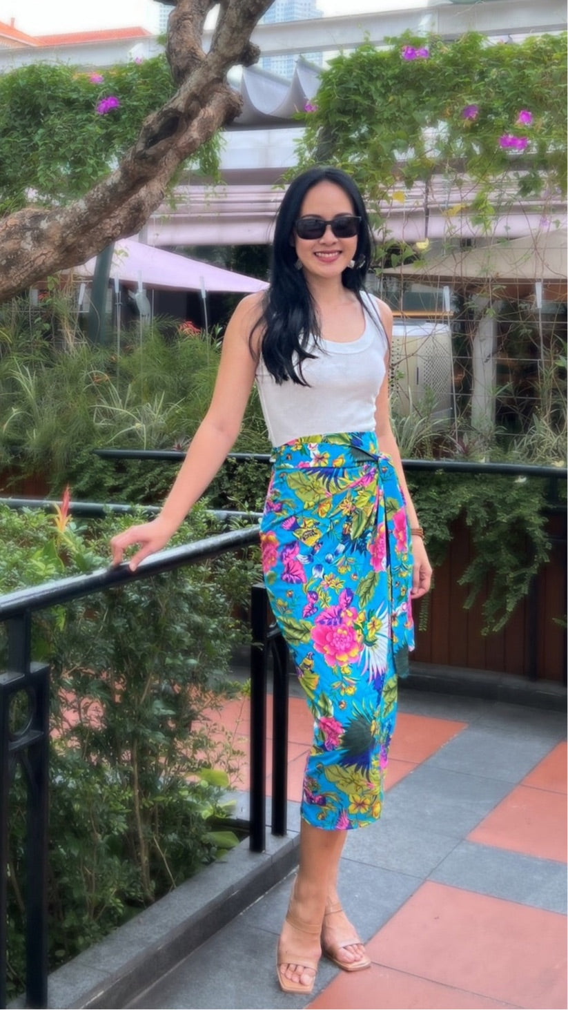 Ruth Wrap Skirt In Blue Salsa
