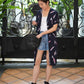 Blake Long Kimono - Navy Pink