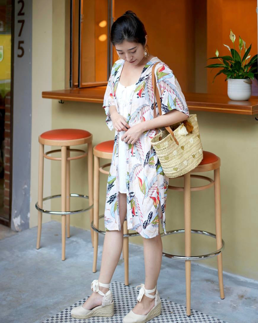 Blake Long Kimono - Beige Bloom