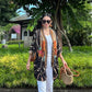 Cotton Batik Kimono- Black Orange