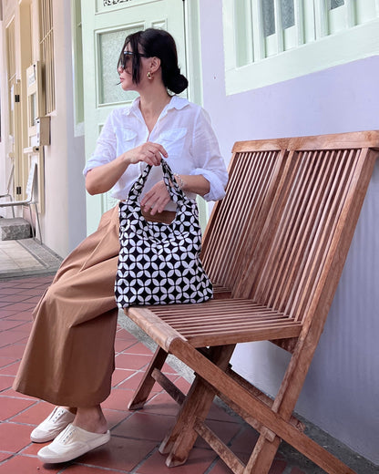 Peace Cotton Batik Bag - Black White Geometric