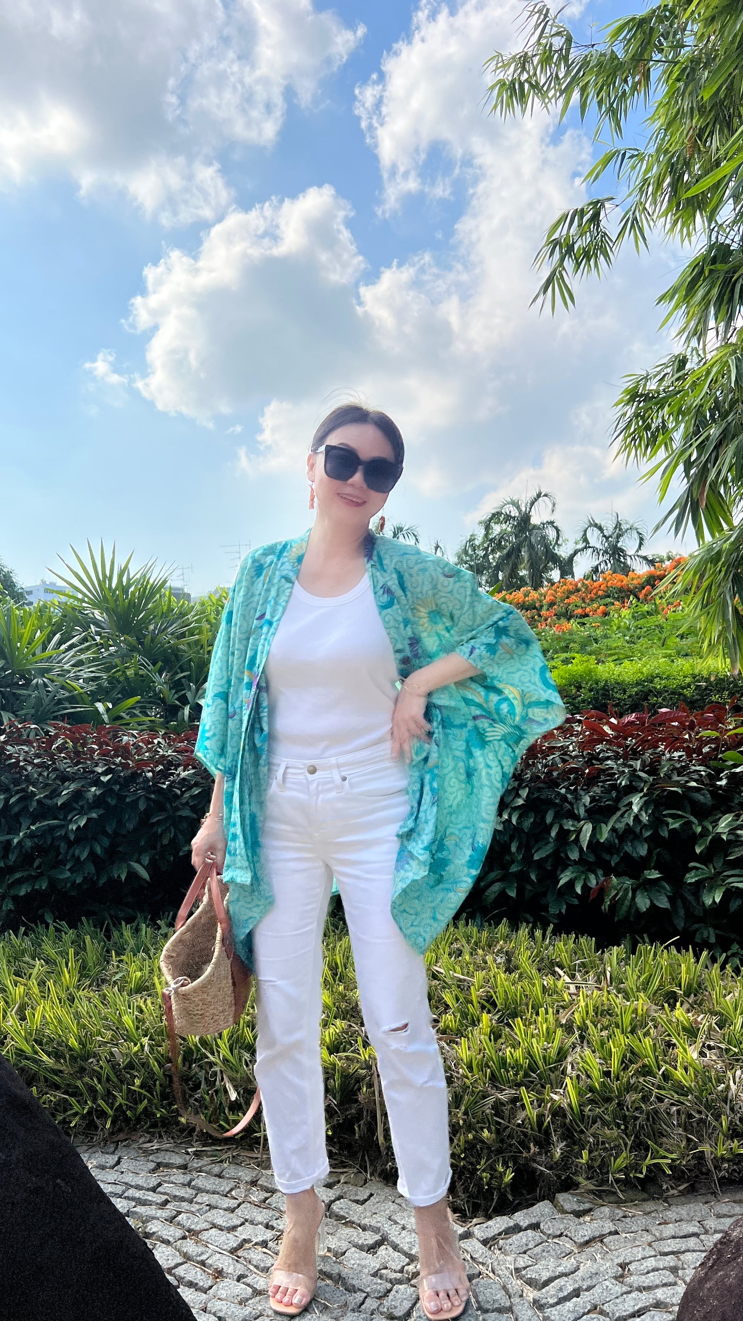 Cotton Batik Kimono- Tiffany Blue