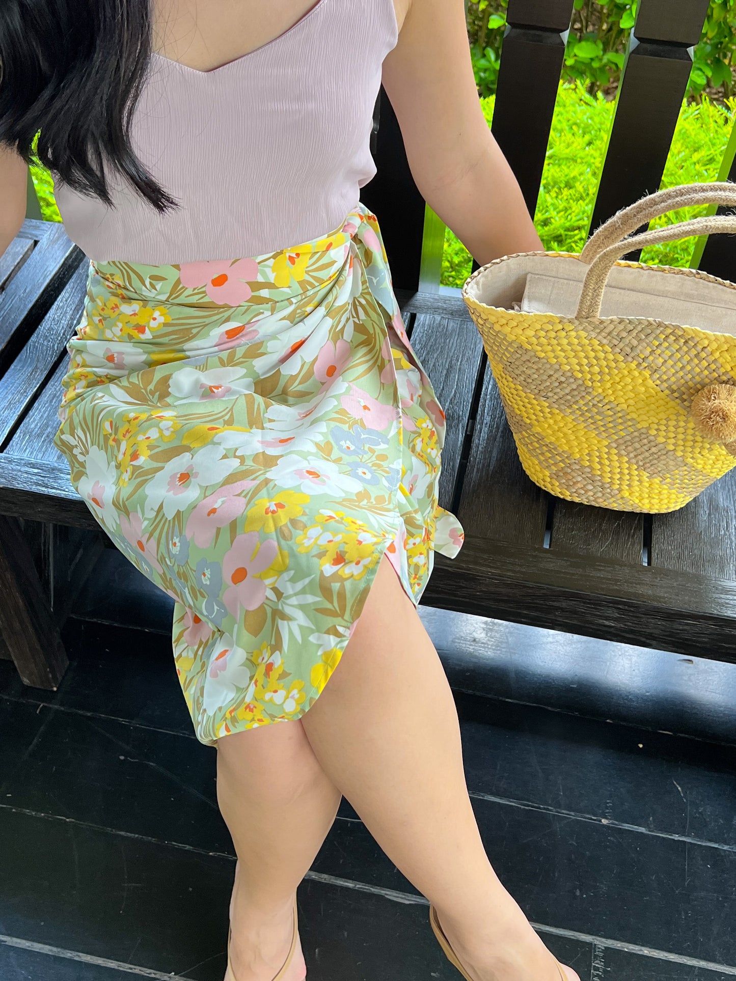 Naomi Wrap Skirt - Tea Green Floral