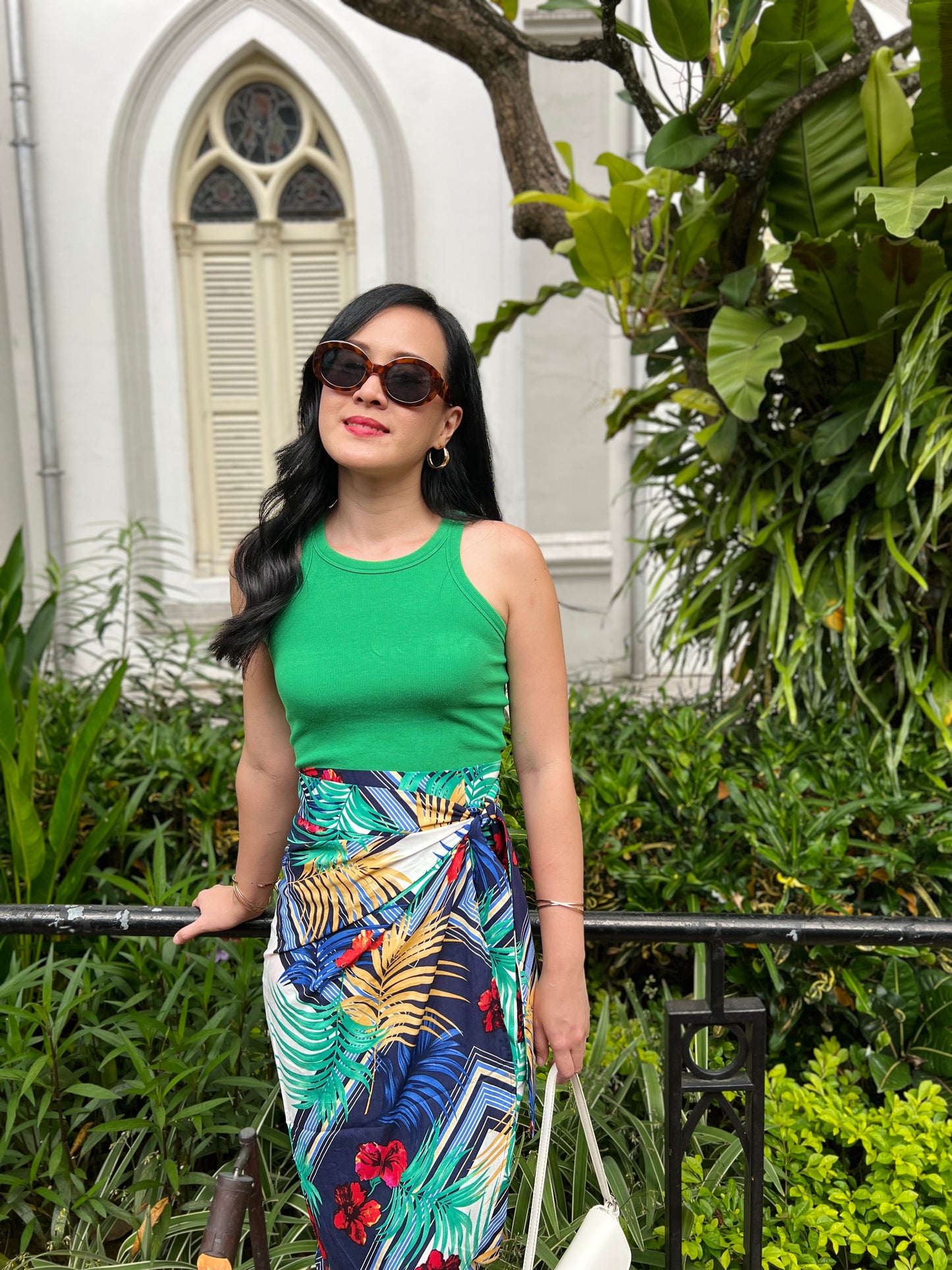 Naomi Wrap Skirt - Hibiscus Green [ LAST PIECE ]