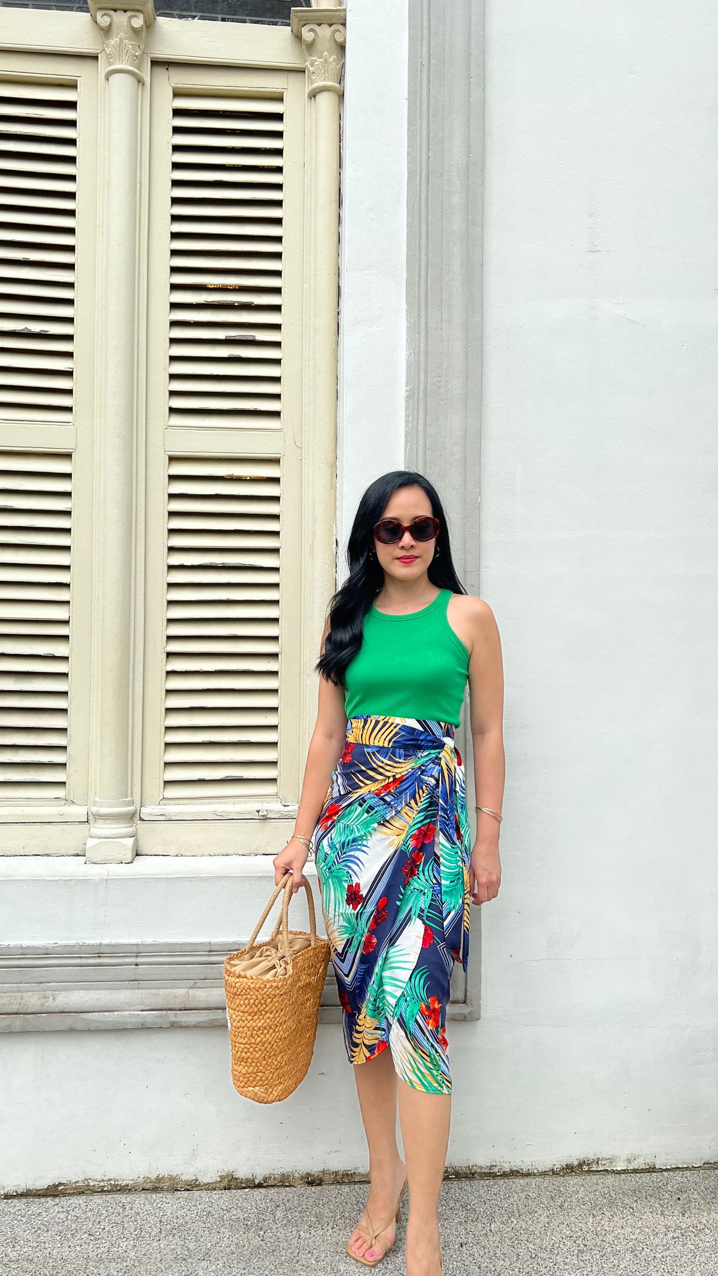 Ruth Wrap Skirt - Hibiscus Green [ LAST PIECE ]