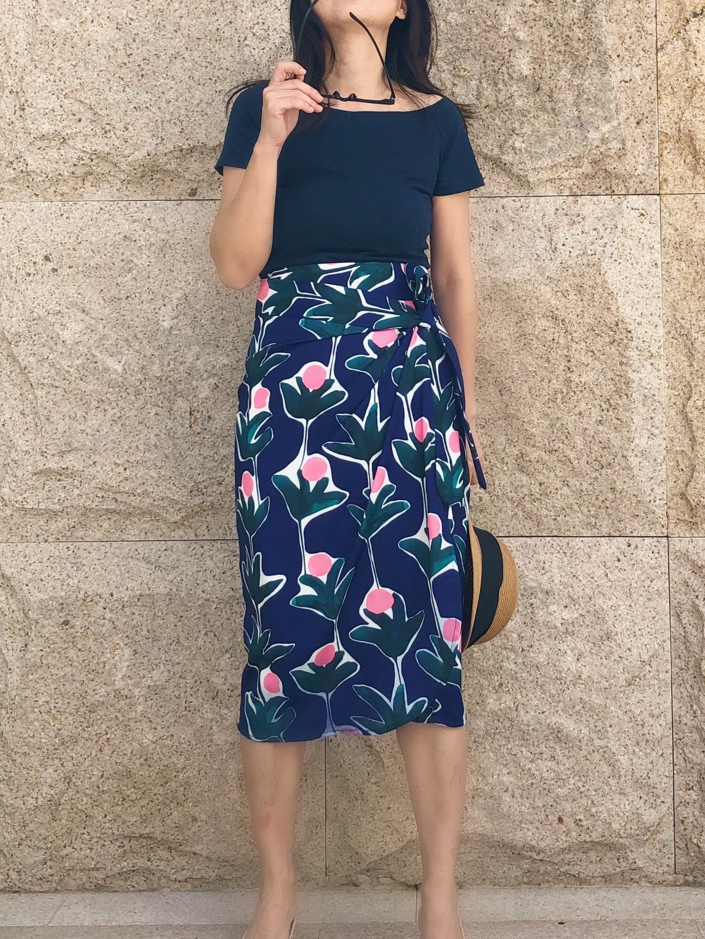 Bel Boat-Neck Top - Navy