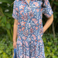 Elise Shirt Dress - Blue/Orange