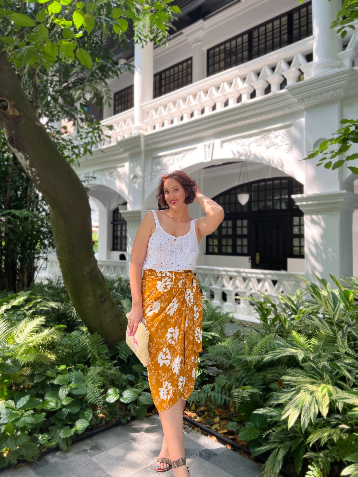 Jainee Plus Size Wrap Skirt In Floral Brown [LAST PIECE]