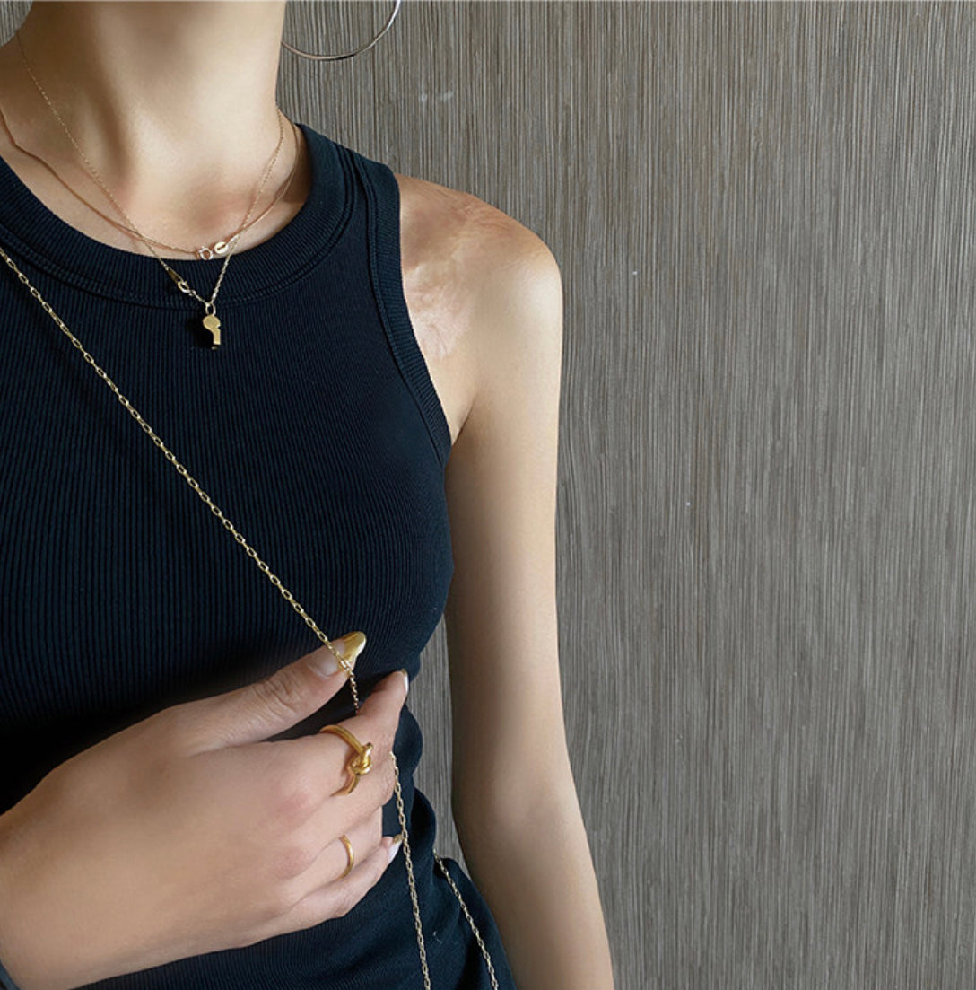 Luna Ribbed Tank Top  - Black