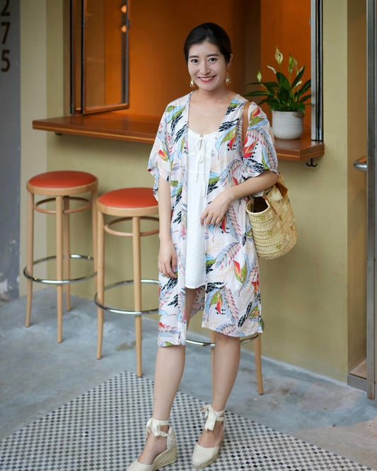 Blake Long Kimono - Beige Bloom