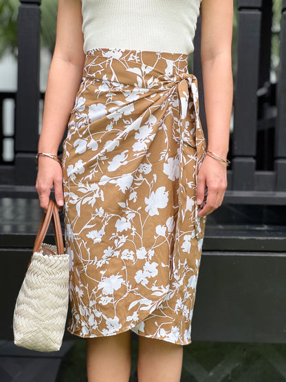 Naomi Wrap Skirt - Floral Brown