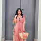 Kaftan in Cotton Block Print - Rustic Red [LAST PIECE]